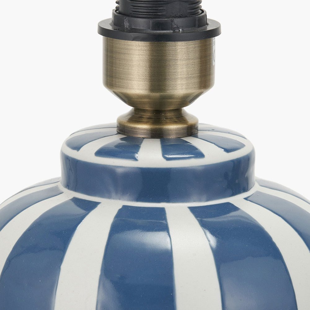 Priscilla Denim Blue Striped Ceramic Table Lamp Base