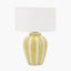 Priscilla Yellow Striped Ceramic Table Lamp Base with Henry 30cm White Handloom Cylinder Lampshade