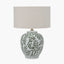 Laurel Olive Leaf Ceramic Table Lamp Base with Quinn 40cm Slubby Hopsack Cylinder Lampshade
