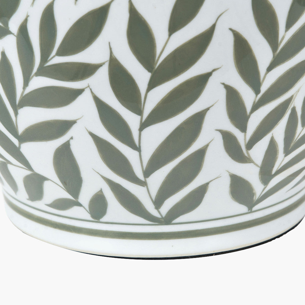 Laurel Olive Leaf Ceramic Table Lamp Base with Adelaide 40cm Sage Tapered Cotton Mix Lampshade
