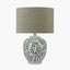 Laurel Olive Leaf Ceramic Table Lamp Base with Edward 40cm Pistachio Green Linen Cylinder Lampshade