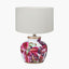 Laelia Pink Lily Ceramic Urn Table Lamp Base with Henry 40cm White Handloom Cylinder Lampshade