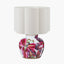 Laelia Pink Lily Ceramic Urn Table Lamp Base with Bloom 40cm White Handloom Scalloped Cylinder Lampshade