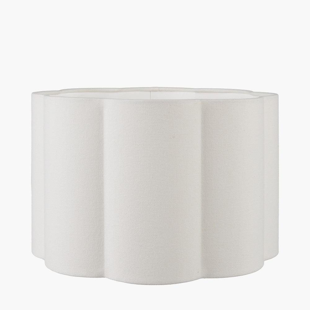 Laelia Pink Lily Ceramic Urn Table Lamp Base with Bloom 40cm White Handloom Scalloped Cylinder Lampshade