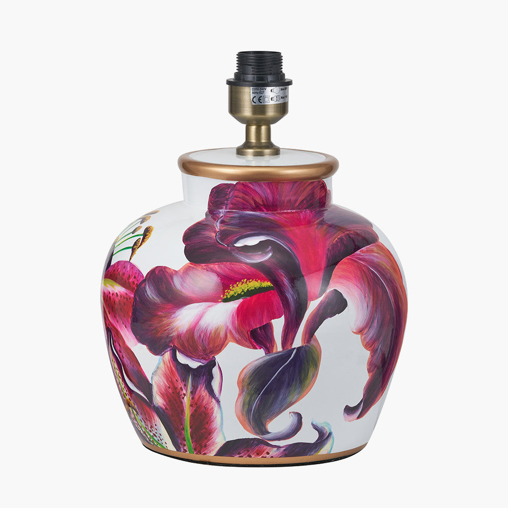 Laelia Pink Lily Ceramic Urn Table Lamp Base