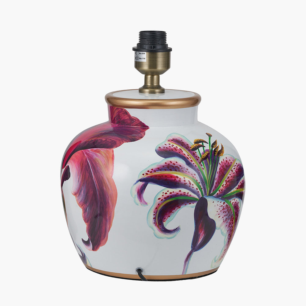 Laelia Pink Lily Ceramic Urn Table Lamp Base