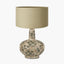 Maeve Green Floral Ceramic Table Lamp Base with Harry 30cm Taupe Cotton Mix Cylinder Lampshade