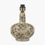 Maeve Green Floral Ceramic Table Lamp Base with Edward 30cm Pistachio Green Linen Cylinder Lampshade
