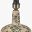 Maeve Green Floral Ceramic Table Lamp Base with Stellan 30cm Green Slubbed Silk Mix Gold Lined Cylinder Lampshade