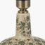 Maeve Green Floral Ceramic Table Lamp Base with Stellan 30cm Green Slubbed Silk Mix Gold Lined Cylinder Lampshade