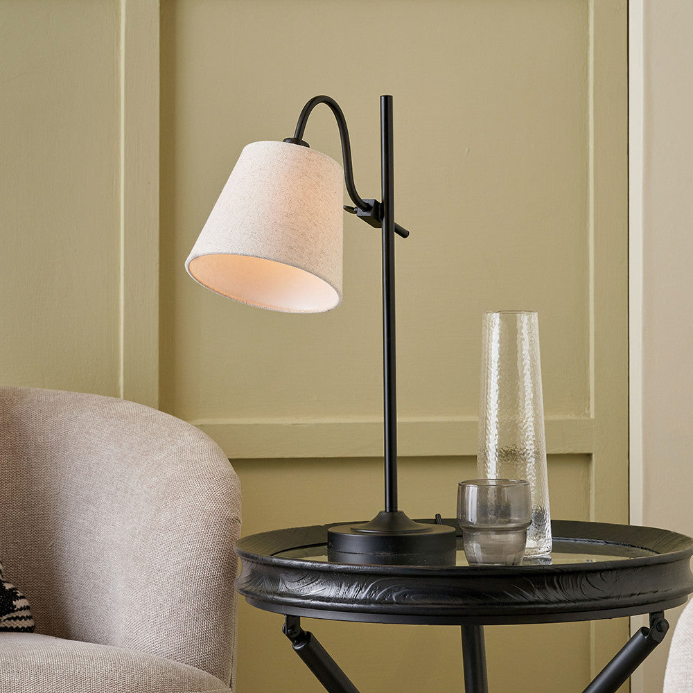 Ari Black Metal Curved Arm Table Lamp