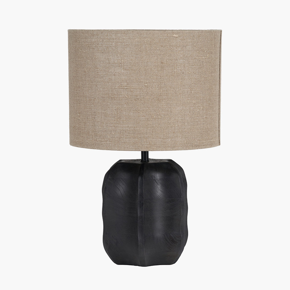 Khari Black Textured Wood Table Lamp