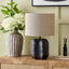 Khari Black Textured Wood Table Lamp