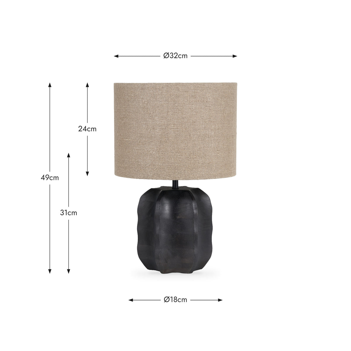 Khari Black Textured Wood Table Lamp