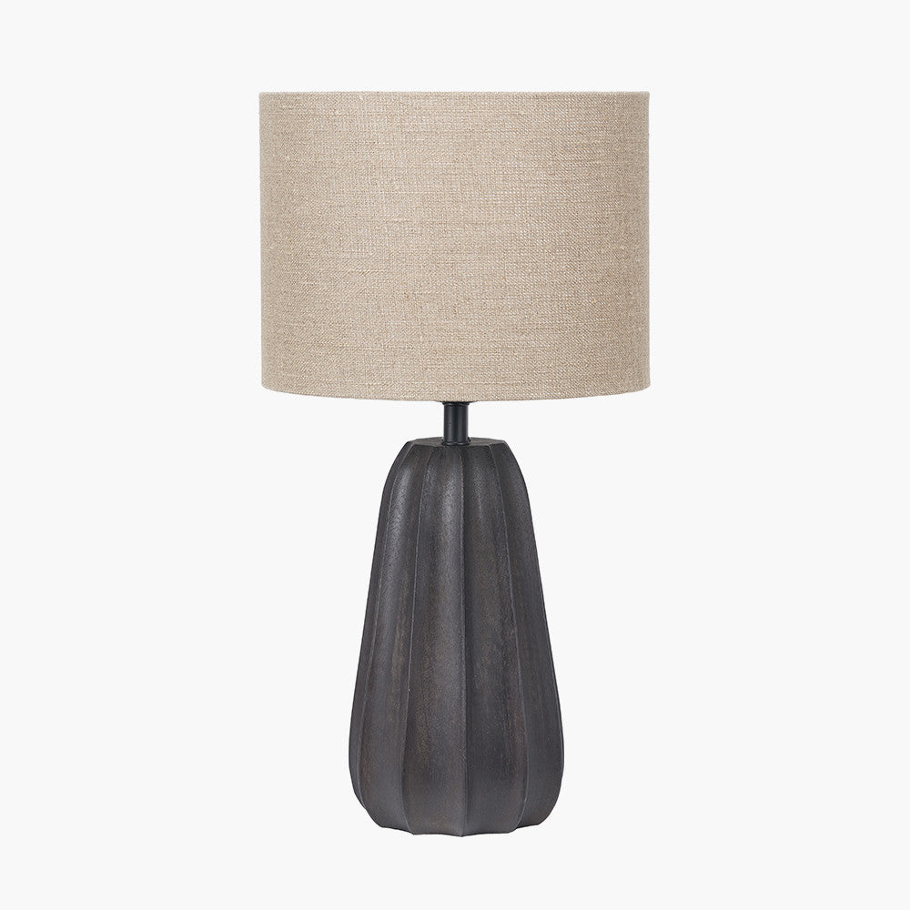 Kairo Black Tall Textured Wood Table Lamp