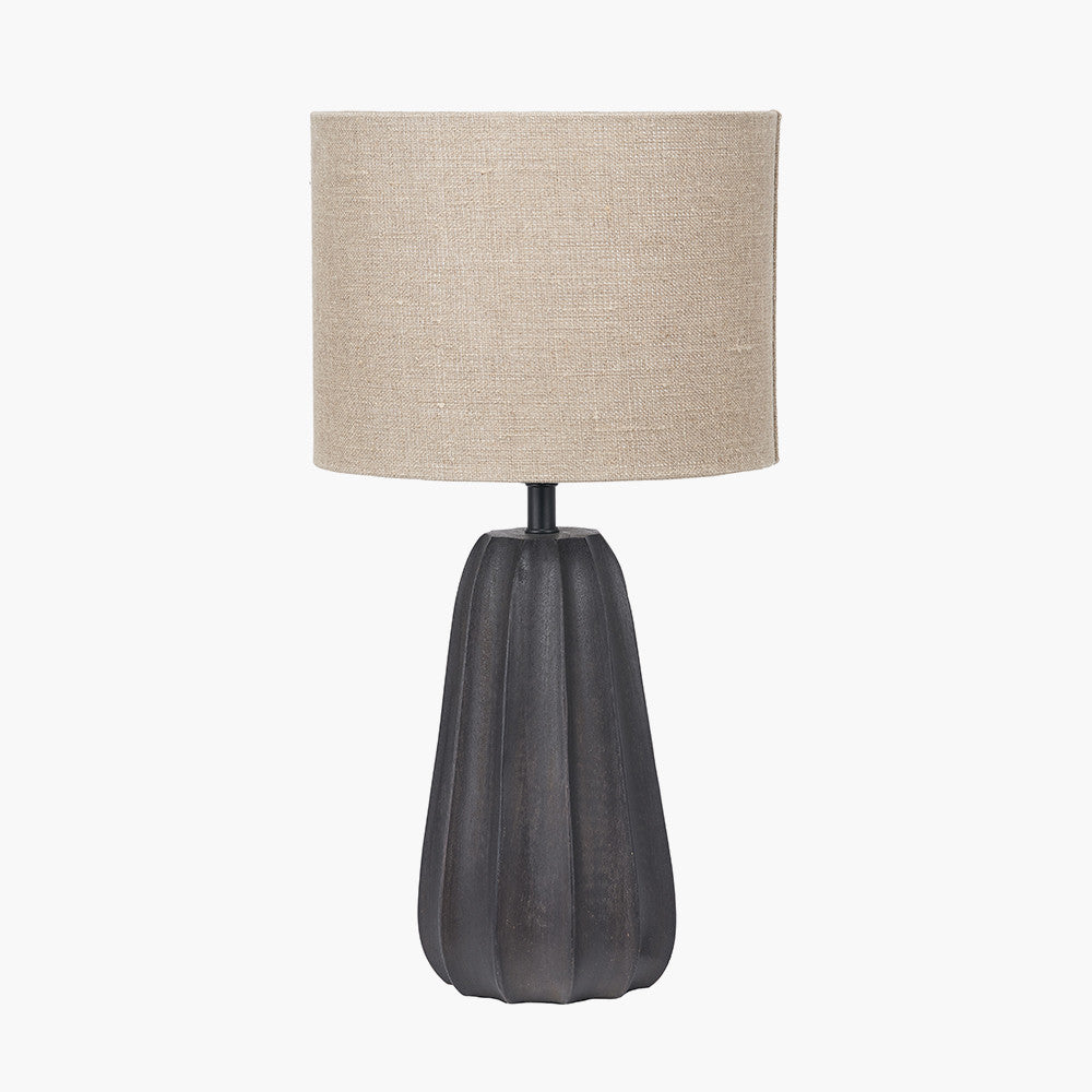Kairo Black Tall Textured Wood Table Lamp