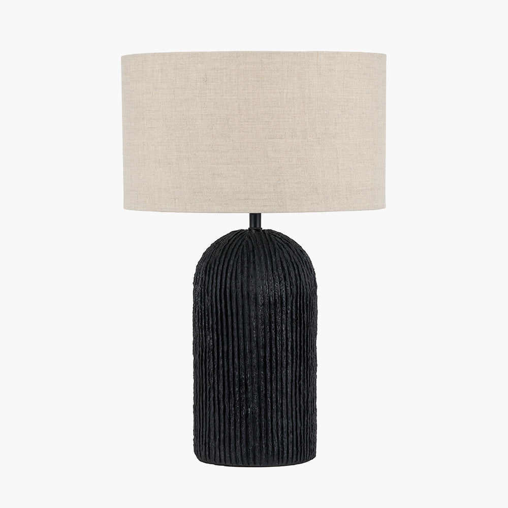 Ananya Black Paper Mache and Metal Textured Dome Table Lamp