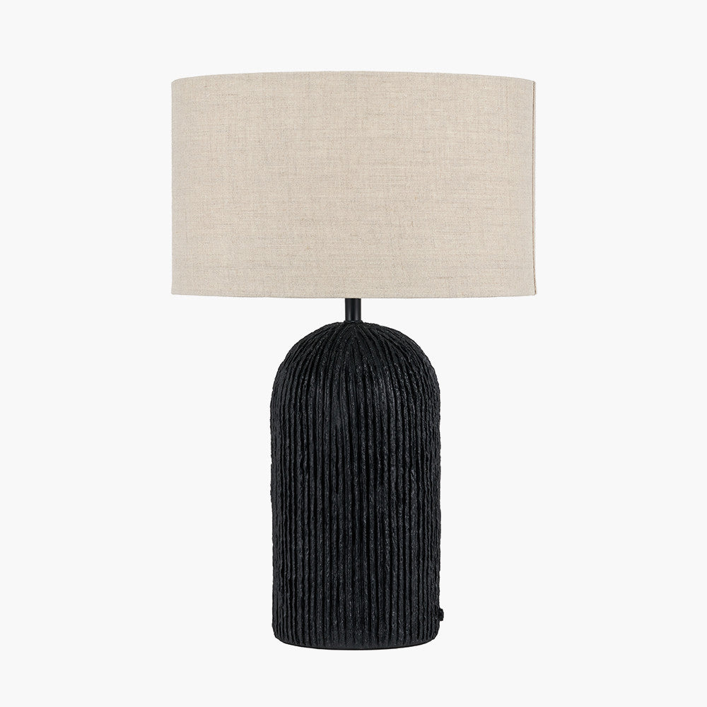 Ananya Black Paper Mache and Metal Textured Dome Table Lamp