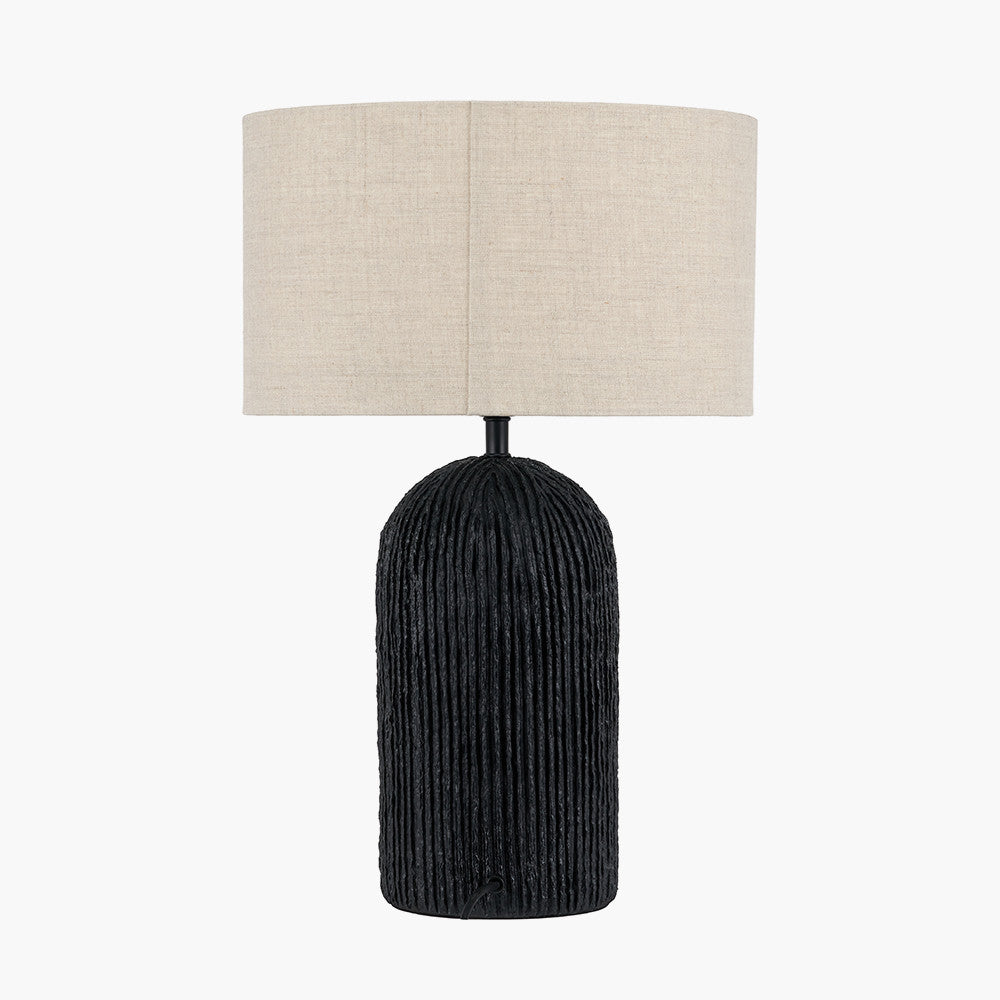 Ananya Black Paper Mache and Metal Textured Dome Table Lamp