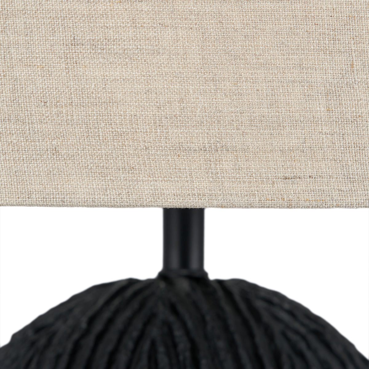 Ananya Black Paper Mache and Metal Textured Dome Table Lamp