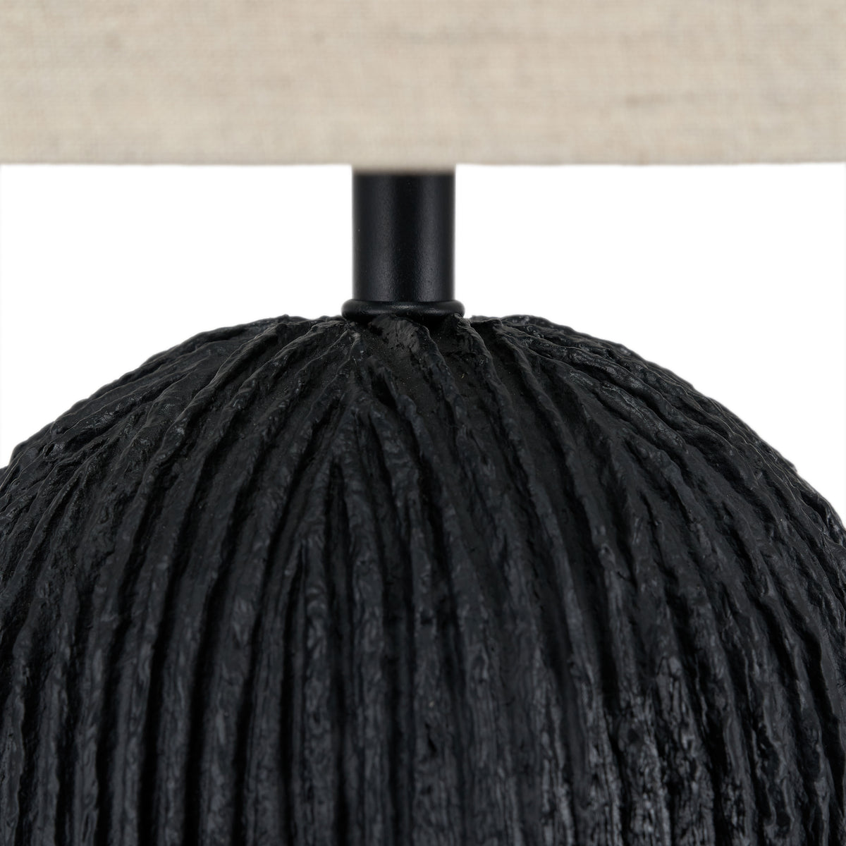 Ananya Black Paper Mache and Metal Textured Dome Table Lamp