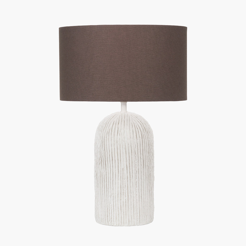Ananya White Paper Mache and metal Textured Dome Table Lamp
