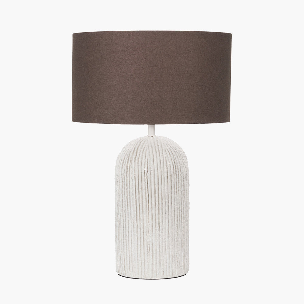 Ananya White Paper Mache and metal Textured Dome Table Lamp