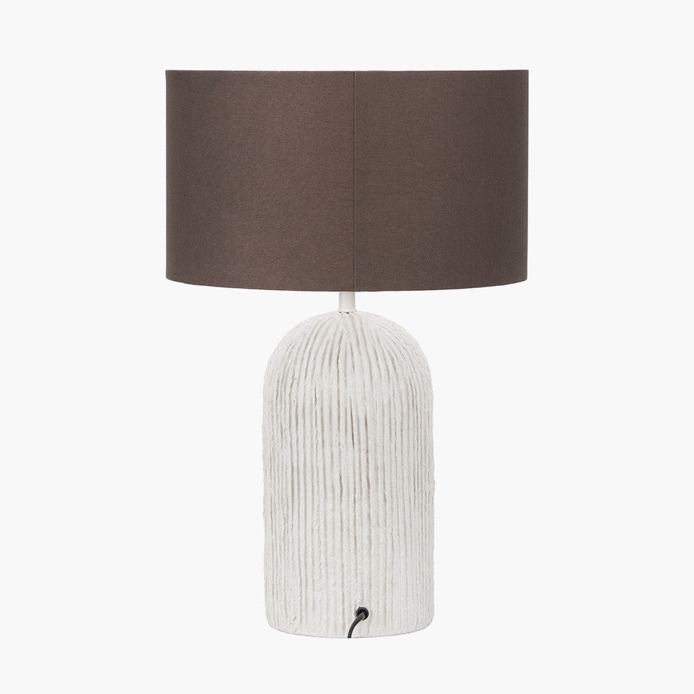 Ananya White Paper Mache and metal Textured Dome Table Lamp