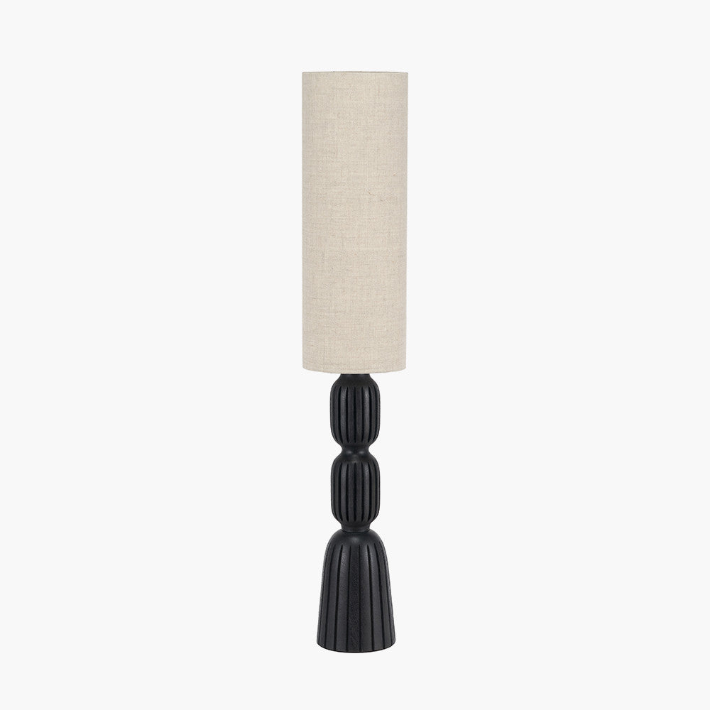 Sahana Black Ribbed Slim Wood Table Lamp