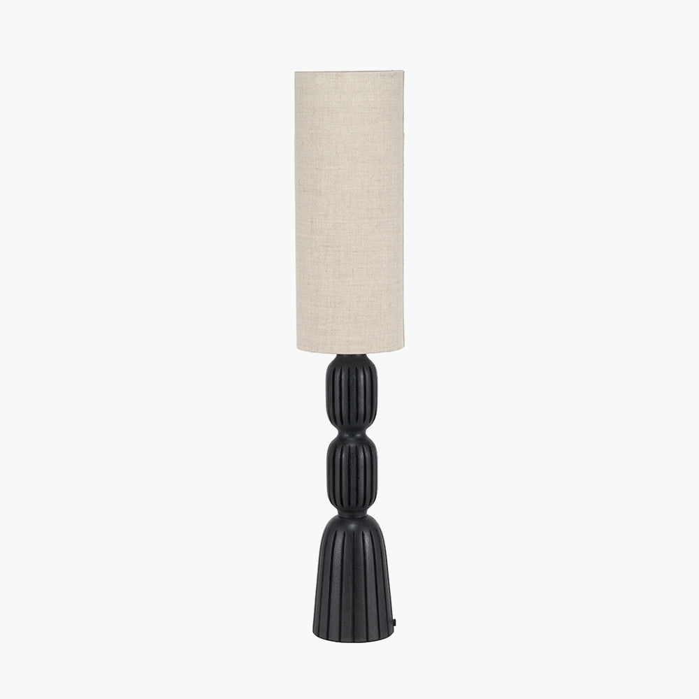 Sahana Black Ribbed Slim Wood Table Lamp