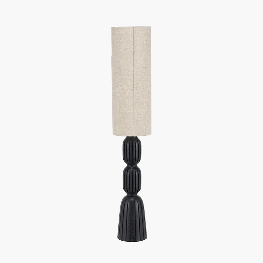 Sahana Black Ribbed Slim Wood Table Lamp