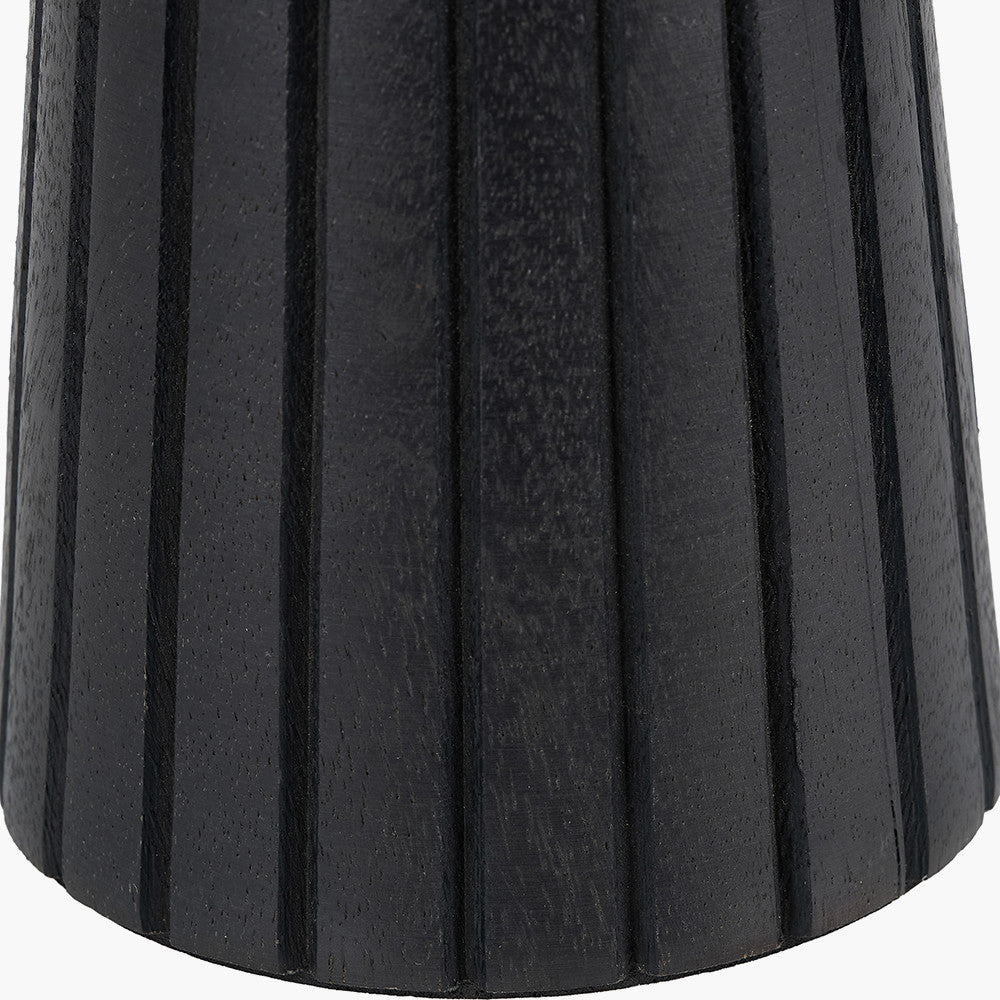 Sahana Black Ribbed Slim Wood Table Lamp
