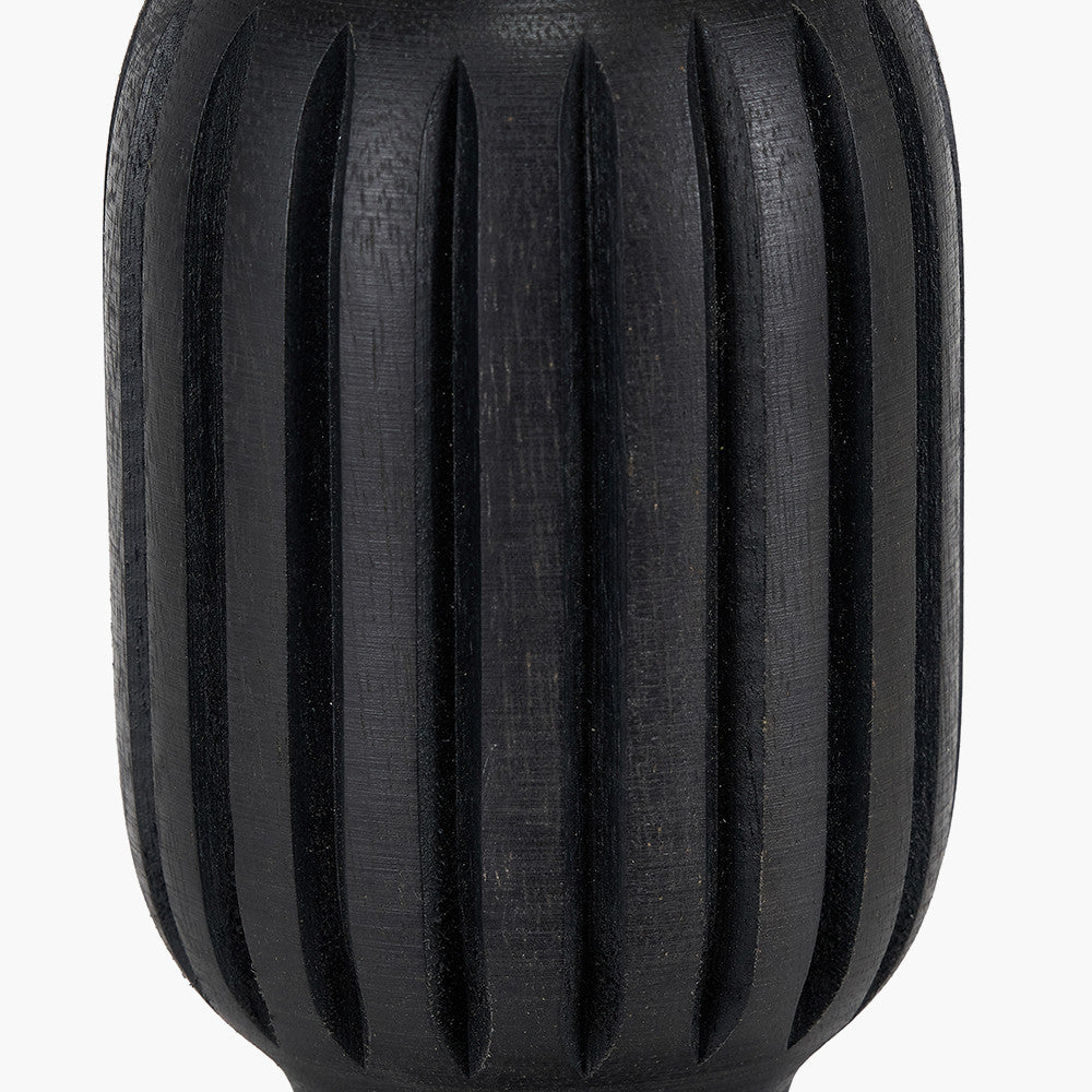 Sahana Black Ribbed Slim Wood Table Lamp