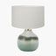 Juno Sage and Mist Ombre Glass Table Lamp with Henry 30cm White Handloom Cylinder Lampshade