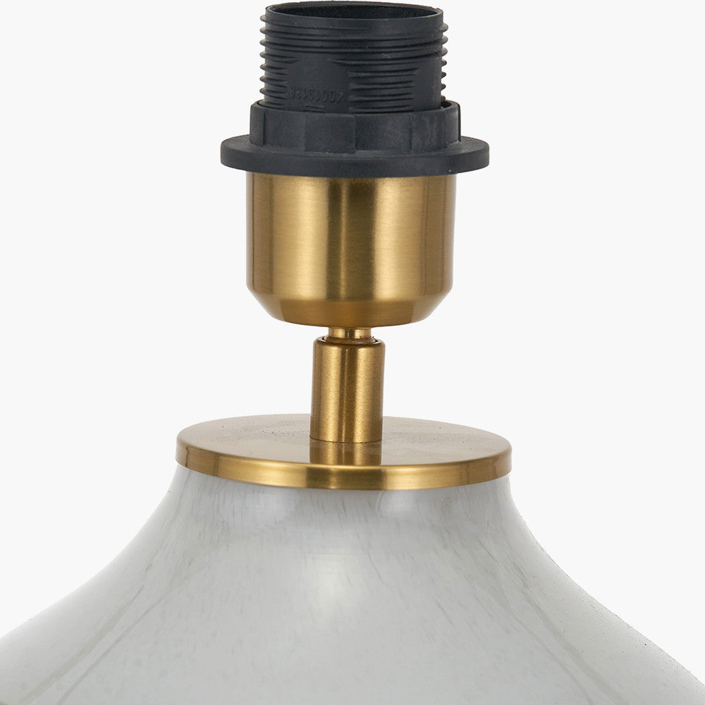 Juno Sage and Mist Ombre Glass Table Lamp with Henry 30cm White Handloom Cylinder Lampshade