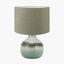 Juno Sage and Mist Ombre Glass Table Lamp with Edward 30cm Pistachio Green Linen Cylinder Lampshade