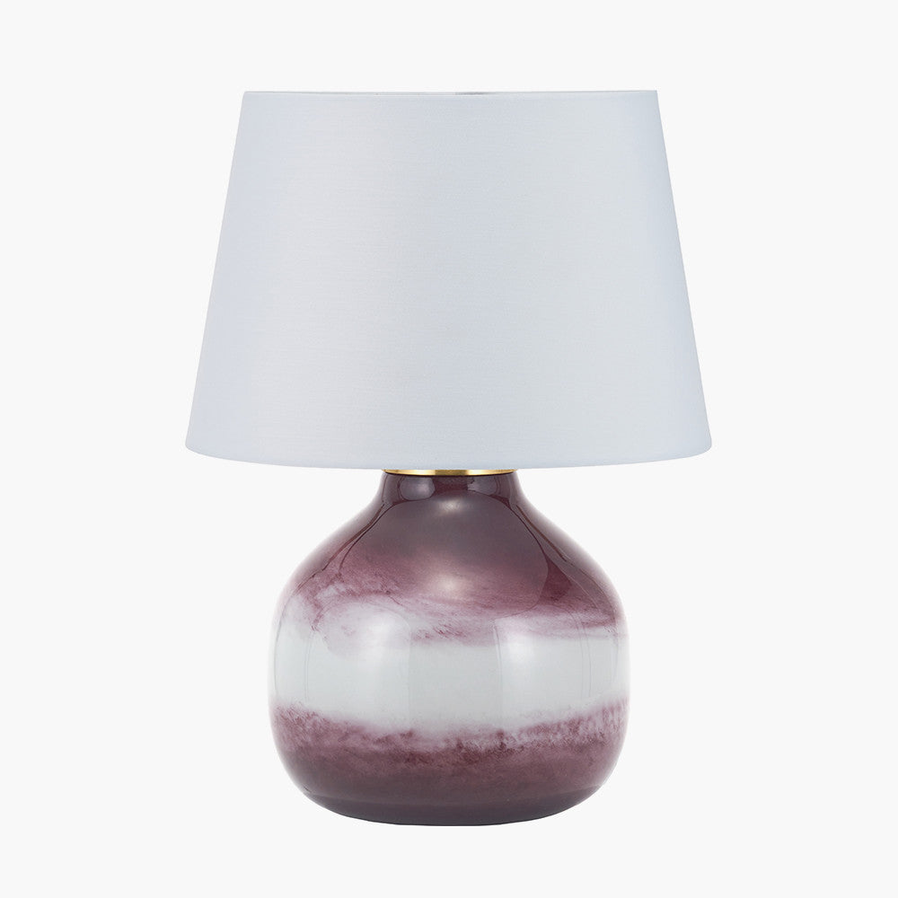 Juno Deep Plum Ombre Glass Table Lamp with Adelaide 35cm Ivory Tapered Cotton Mix Lampshade