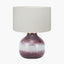 Juno Deep Plum Ombre Glass Table Lamp with Henry 30cm White Handloom Cylinder Lampshade