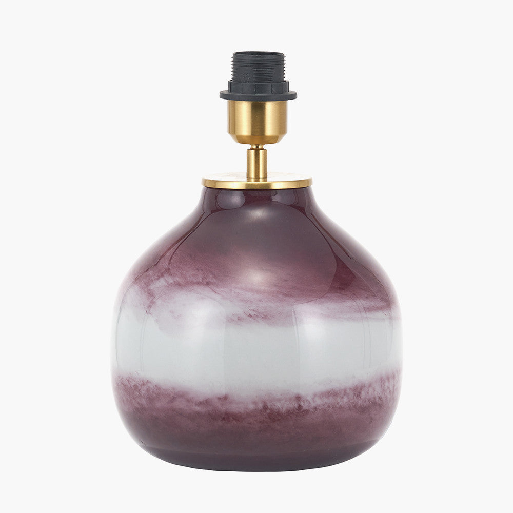 Juno Deep Plum Ombre Glass Table Lamp with Henry 30cm White Handloom Cylinder Lampshade