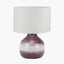 Juno Deep Plum Ombre Glass Table Lamp with Lino 30cm White Self Lined Linen Cylinder Lampshade