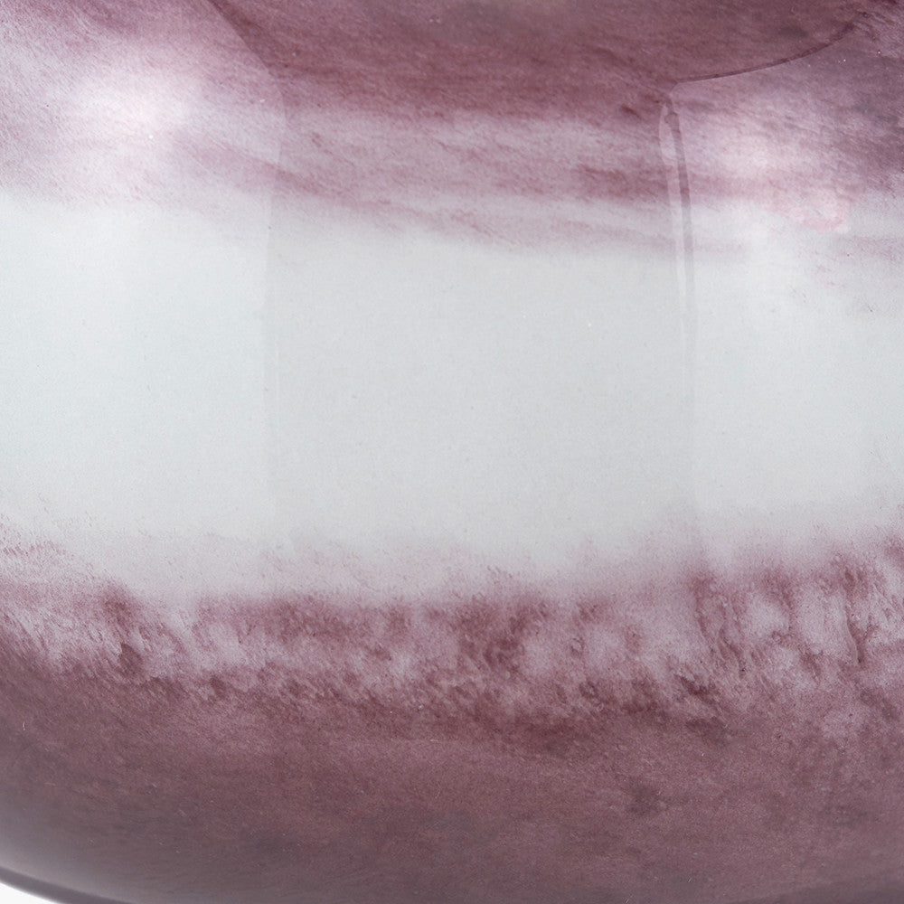 Juno Deep Plum Ombre Glass Table Lamp with Lino 30cm White Self Lined Linen Cylinder Lampshade