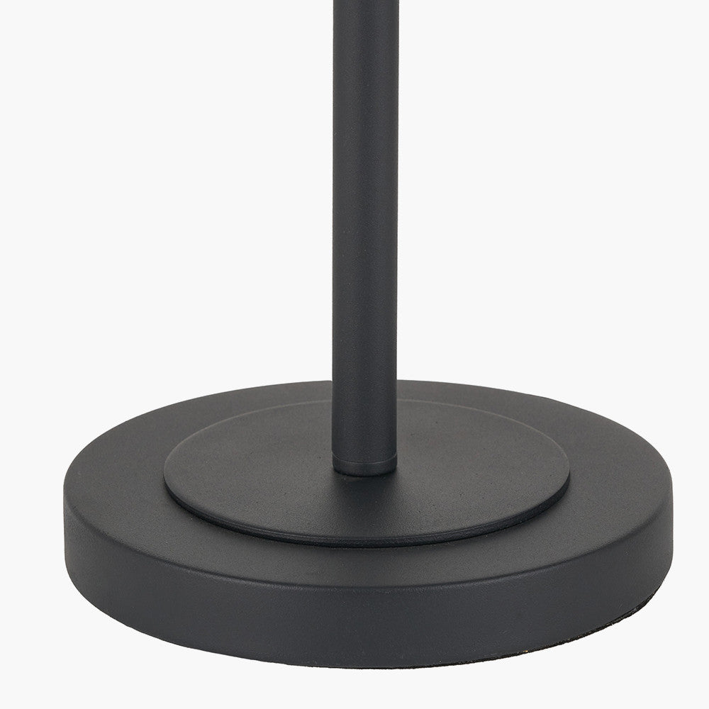 Clara Ribbed Glass Black Metal Round Table Lamp