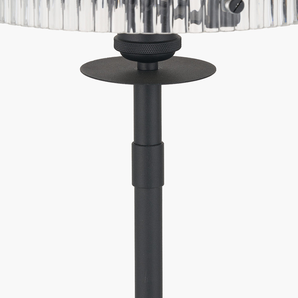 Clara Ribbed Glass Black Metal Round Table Lamp