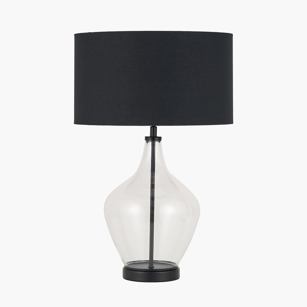Rowen Clear Bottle Shaped Glass and Black Metal Table Lamp