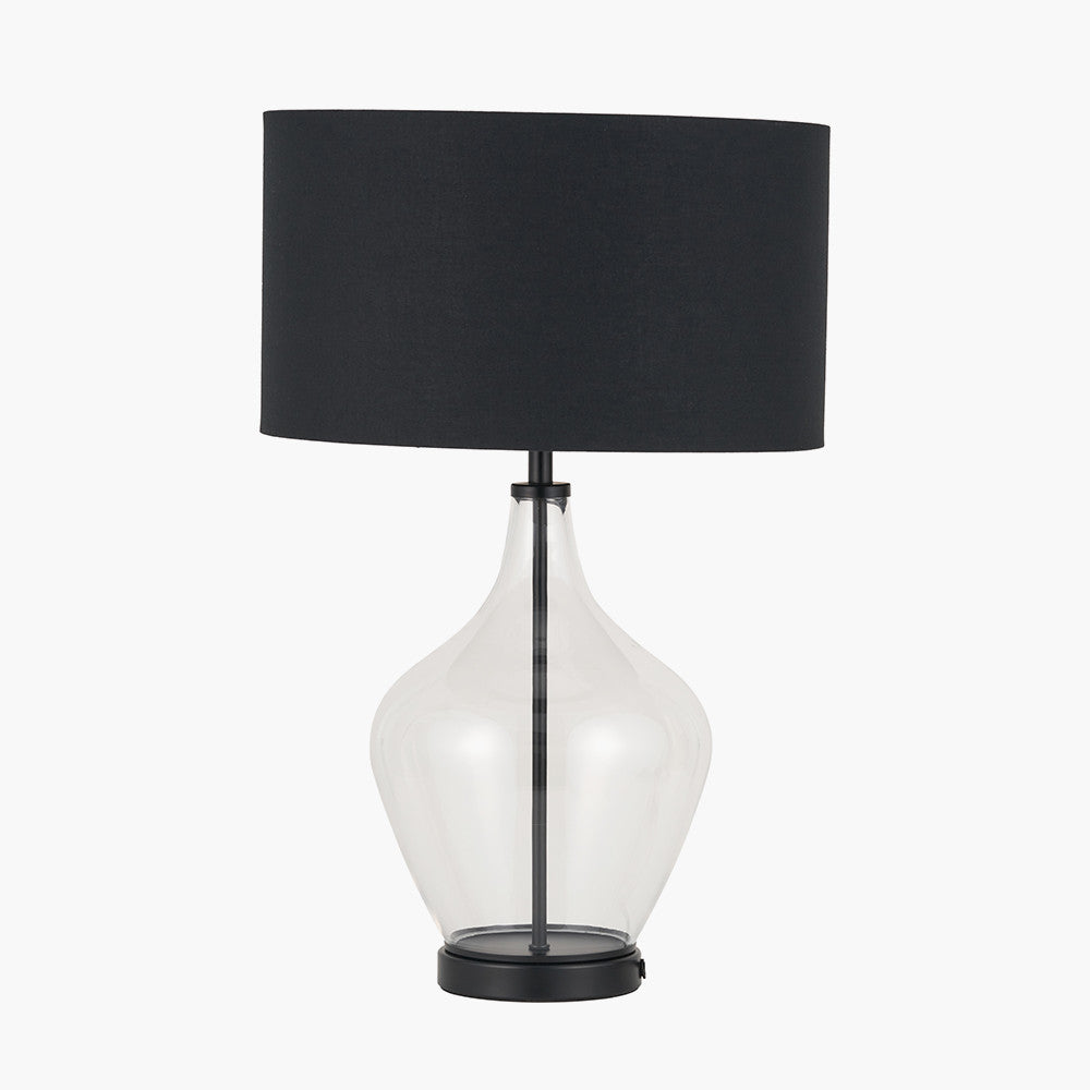Rowen Clear Bottle Shaped Glass and Black Metal Table Lamp