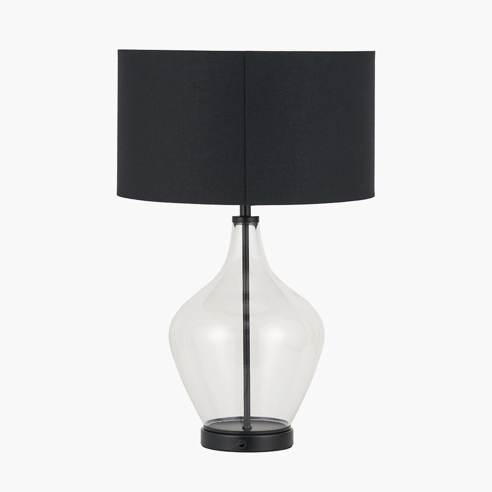 Rowen Clear Bottle Shaped Glass and Black Metal Table Lamp