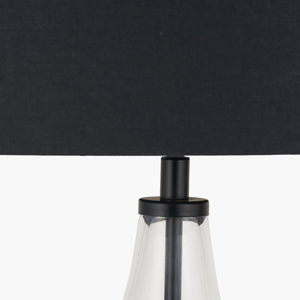 Rowen Clear Bottle Shaped Glass and Black Metal Table Lamp
