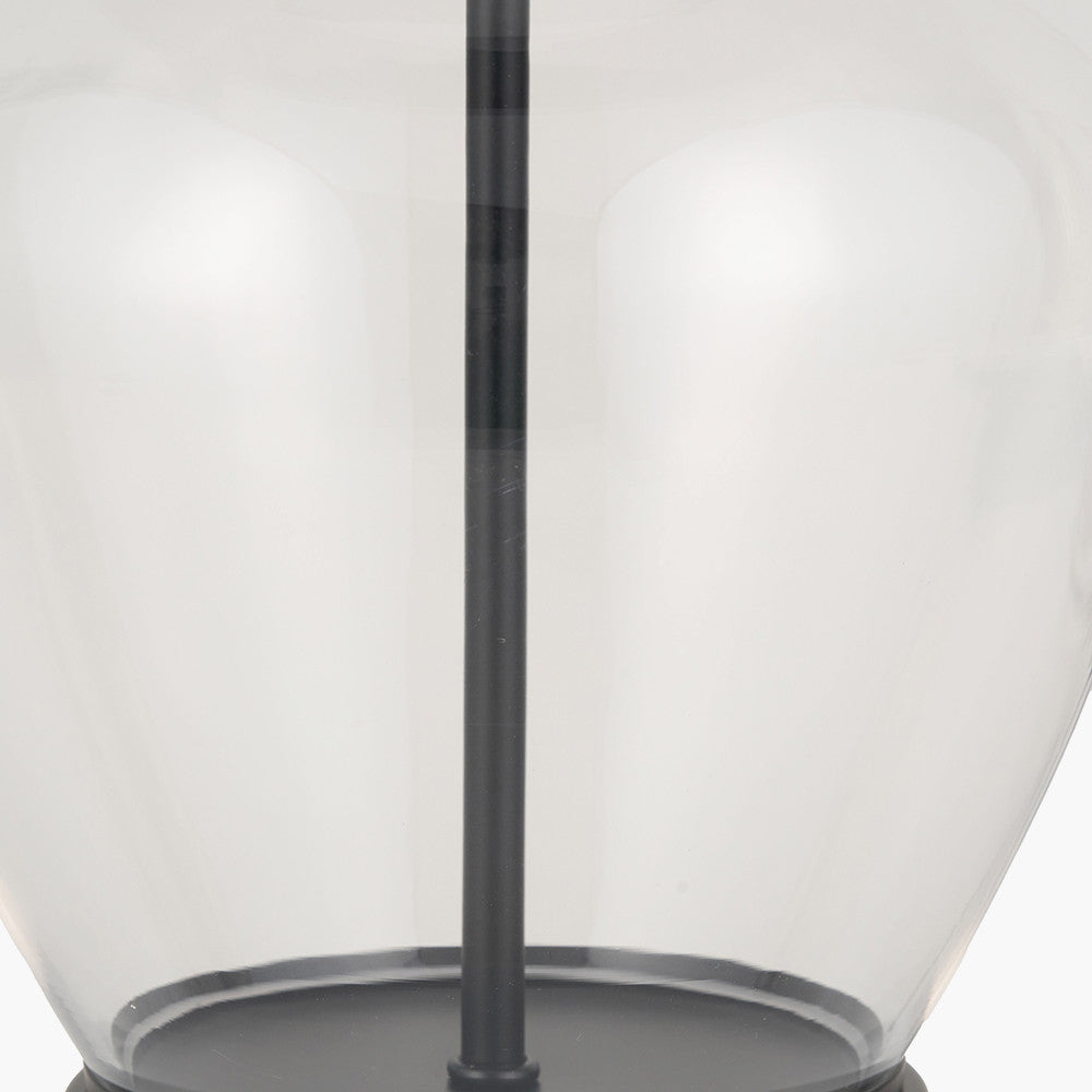 Rowen Clear Bottle Shaped Glass and Black Metal Table Lamp