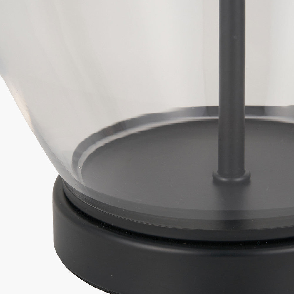 Rowen Clear Bottle Shaped Glass and Black Metal Table Lamp