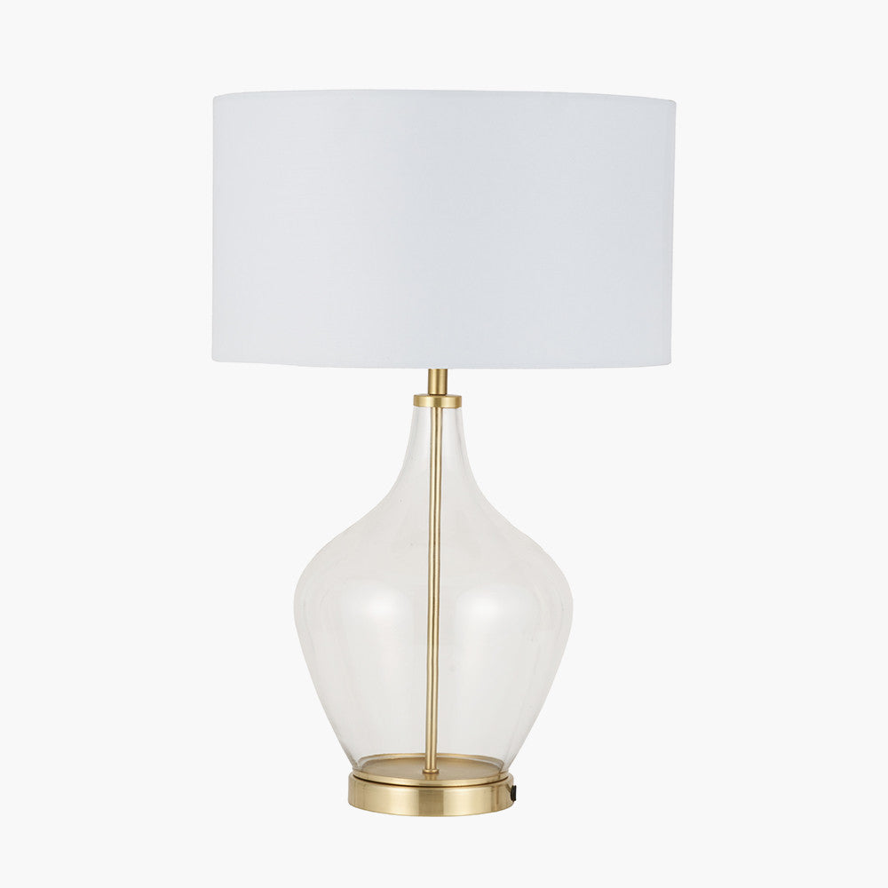 Rowen Clear Bottle Shaped Glass and Champagne Metal Table Lamp